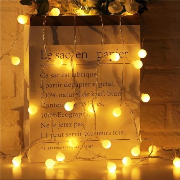 Globe String Lights, 33 Feet 100 Led Fairy Lights Plug in, 8 Modes with Remote - Picture 7 of 7
